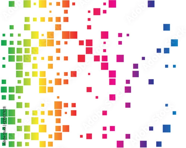 Obraz squares pixelated, block pixels random mosaic pattern / background. fusion checkered grid, mesh. shuffle, diffuse scatter squares. clutter matrix. geometric jumble texture. fragmentation vector art