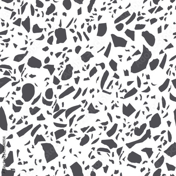 Fototapeta Terrazzo flooring imitation seamless pattern. Abstract geometric shapes background