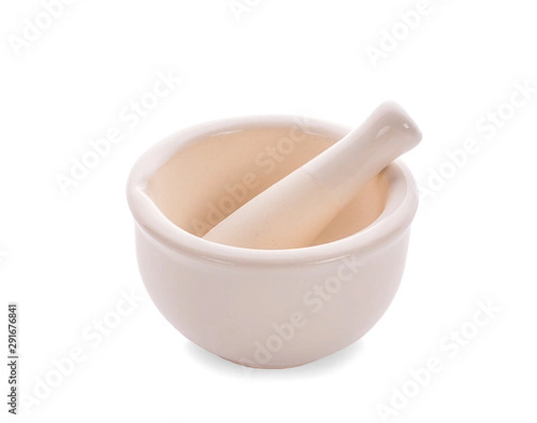 Obraz mortar and pestle isolated on white background