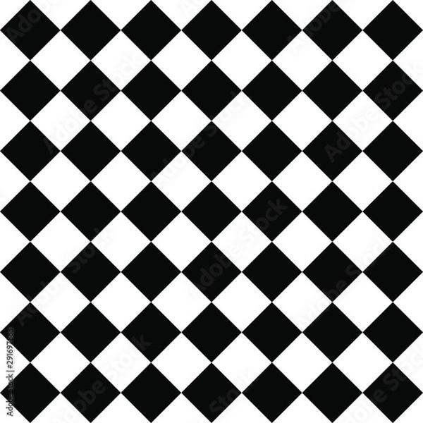 Fototapeta Black and white tilting chessboard as background pattern.