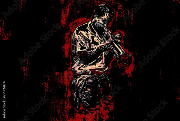 Fototapeta the jazz trumpet player in the flames