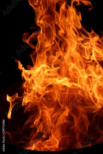 Fototapeta fire on black background