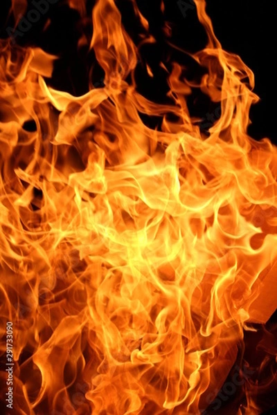 Fototapeta fire on black background