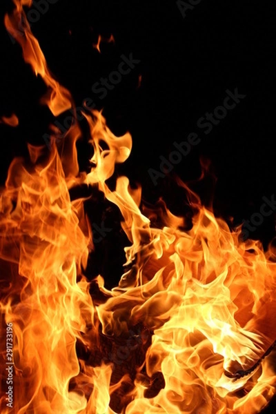 Fototapeta fire on black background