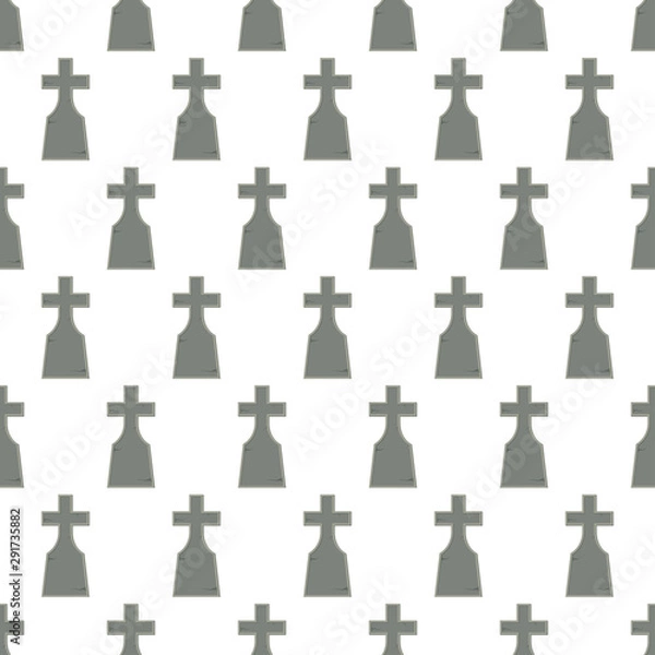 Fototapeta Seamless pattern with tombstone on white background, vector illustration
