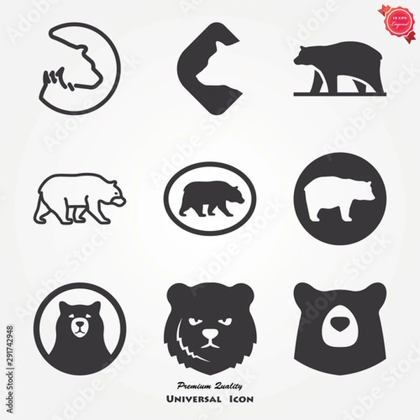 Fototapeta Bear icon. Vector concept illustration for design.