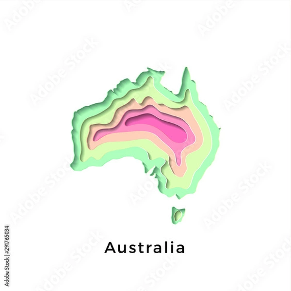 Fototapeta Australia map paper cut white background - vector 