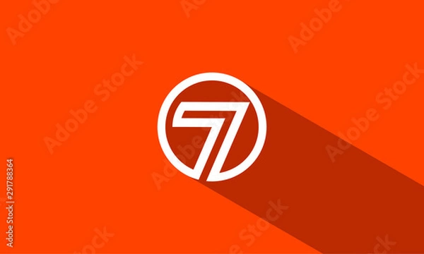 Fototapeta Number seven 7 icon logo template with rounded circle symbol modern in flat design monogram illustration