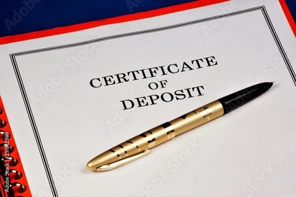 Fototapeta Deposit certificate in the folder-a security certifies the right to receive the Deposit amount and interest on the Deposit.