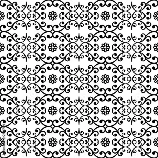 Fototapeta Orient vector classic pattern. Seamless abstract background with vintage elements. Orient background. Black and white ornament for wallpaper and packaging