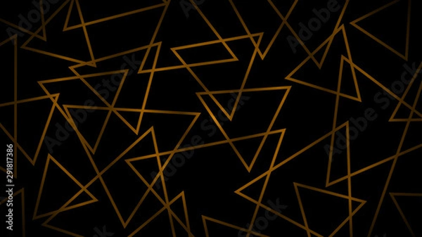 Fototapeta Abstract dark background of intersecting triangles in yellow colors