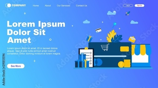 Fototapeta  Online Payment concept,Suitable for web landing page, ui, mobile app, banner template. Vector Illustration