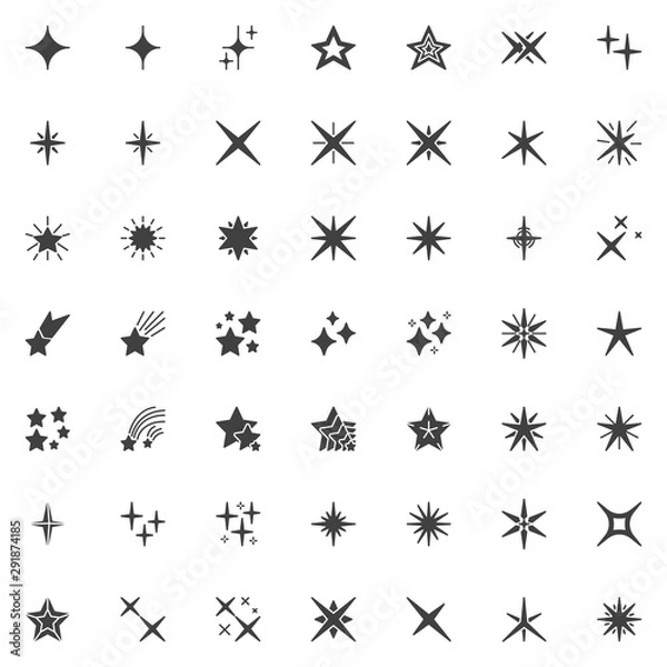 Fototapeta Stars twinkle vector icons set, modern solid symbol collection, filled style pictogram pack. Signs, logo illustration. Set includes icons as sparkle star, christmas decoration, firework, starburst