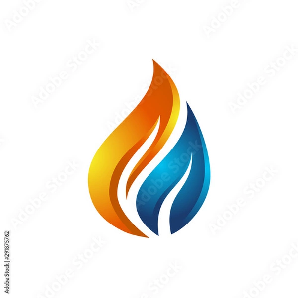 Obraz Flame and water drop logo vector