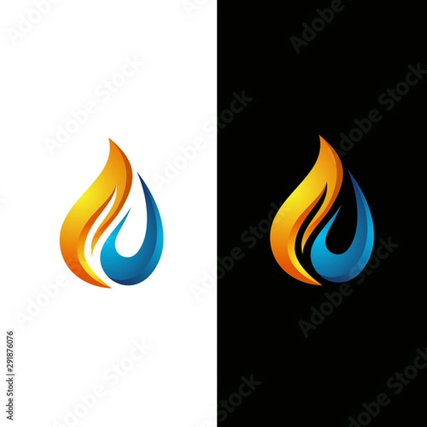 Obraz Flame and water drop logo vector