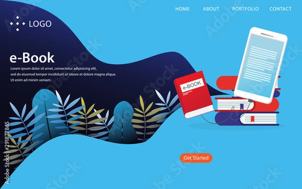Obraz eBook, landing page vector illustration concept