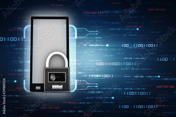 Fototapeta 3d rendering Transmitter mobile wi-fi with lock