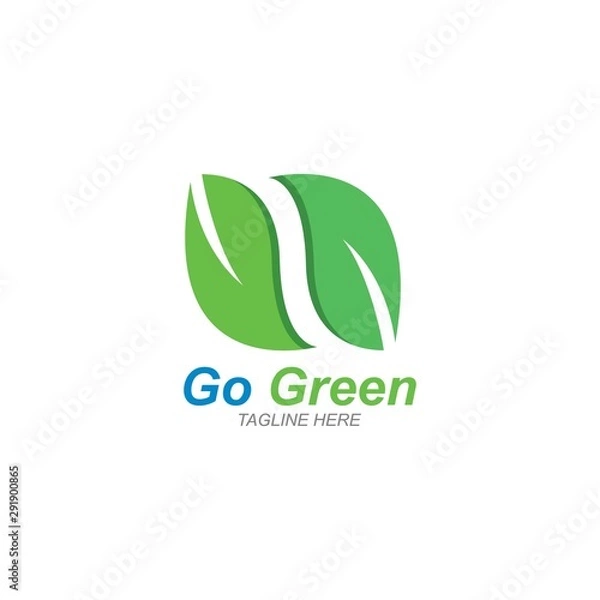 Obraz Go Green,Eco Tree Leaf Logo Template design 