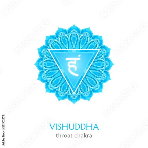 Fototapeta Vishuddha, throat chakra symbol. Colorful mandala. Vector illustration