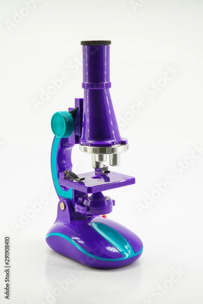 Fototapeta Purple microscope isolated on white.