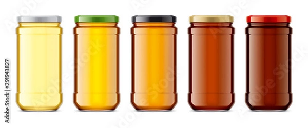 Fototapeta Set of Glass Jar with Honey. 