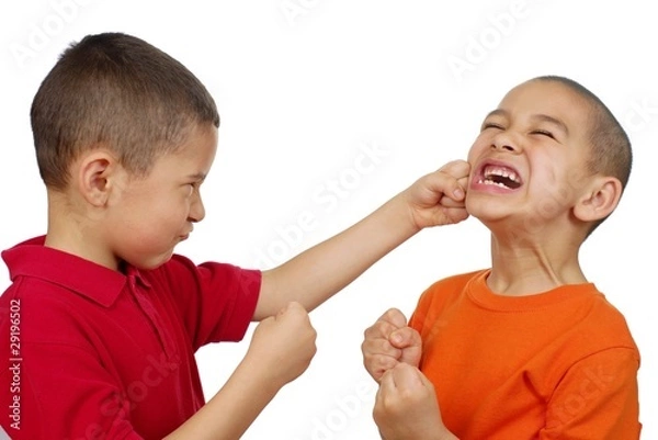 Obraz Kids fighting, seven and eight years old