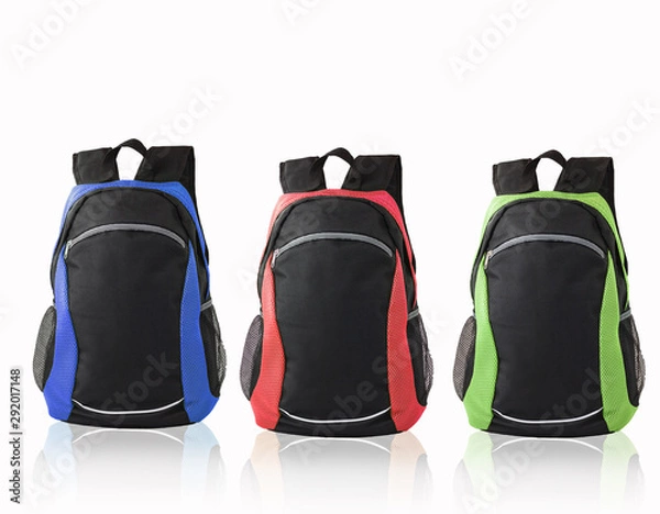 Fototapeta set of colorful backpacks