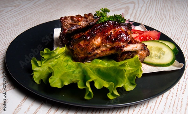 Obraz meat chicken dish on a plate for the menu