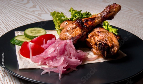 Obraz set of chicken meat with vegetables