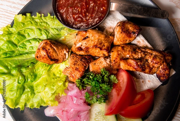 Obraz set of chicken meat with vegetables