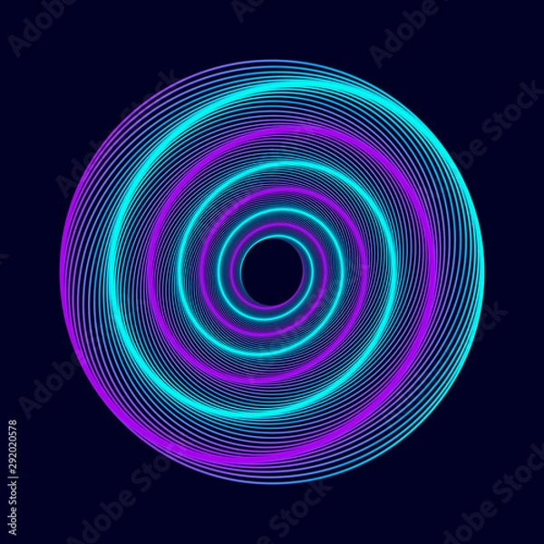 Obraz Vector colored spiral. Twisted abstract wireframe tunnel.