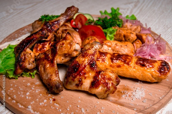 Obraz set of chicken meat with vegetables