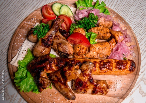 Obraz set of chicken meat with vegetables