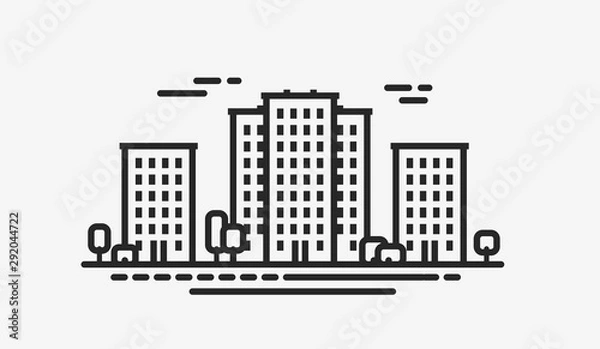 Fototapeta City icon. Cityscape, construction, building symbol. Vector illustration