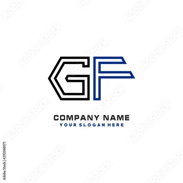 Fototapeta initials GF logo template vector. modern abstract initials logo shaped lines,