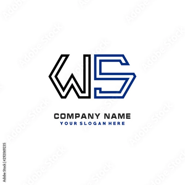 Fototapeta initials WS logo template vector. modern abstract initials logo shaped lines,