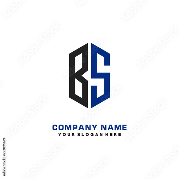 Fototapeta BS Initial Letter Logo Hexagonal Design, initial logo for business,