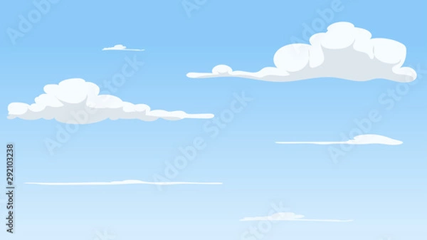 Fototapeta Landscape blue sky and white clouds on sunny day.Sky and cloud background.cartoon sky concetp.Vector illustration