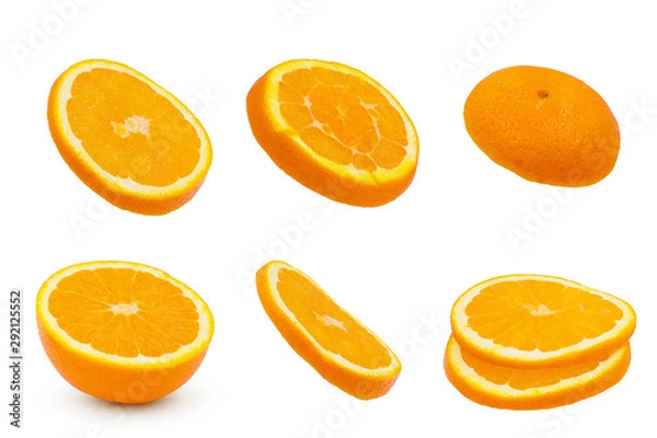 Fototapeta Sliced orange fruit isolated on white background with clipping path