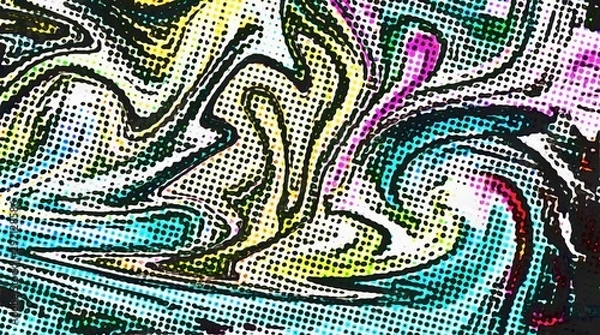 Obraz Abstract pop dots comic effect texture background. Swirl colorful pattern