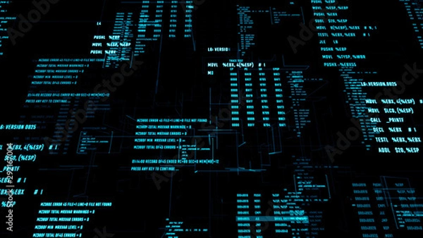 Fototapeta Abstract background of coding process. Futuristic interface of script programming.