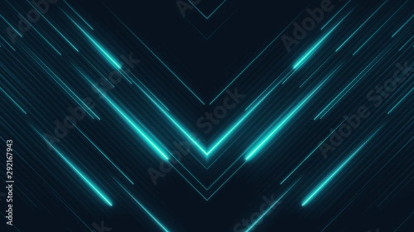 Fototapeta High tech abstract background. Blue lasers. Neon rays in a cyber space. Media diagonal texture. Bright futuristic illustration concept.