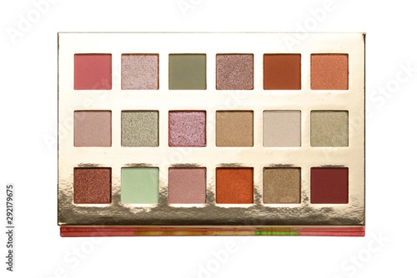 Fototapeta Eye shadow palette isolated on white background. Copy space.
