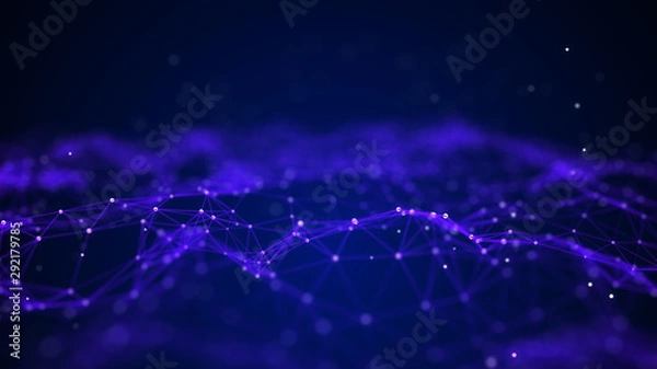 Obraz Big data visualization. Abstract background with connecting dots and lines. 3D rendering. High resolution.