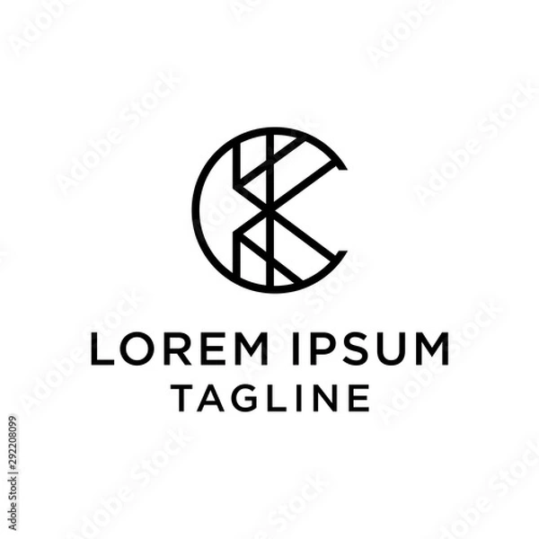 Fototapeta initial letter logo CK, KC logo template