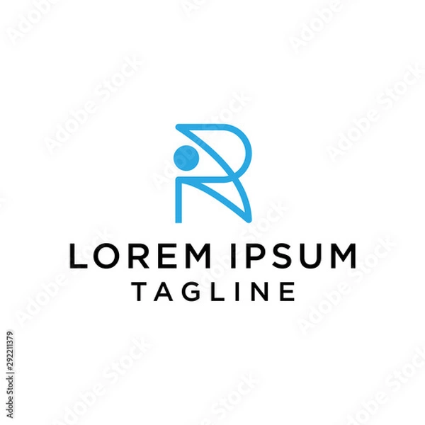 Fototapeta initial R letter logo template with human design,vector logo for business corporate, element , Abstract, fitness, health, coach, illustration design