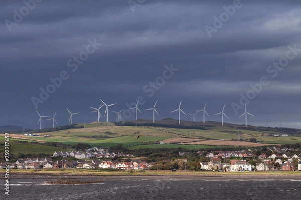 Fototapeta windfarm on the scottish coast at ardrossan