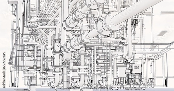 Fototapeta Wizualizacja koncepcyjna narzędzi modelu BIM budynku w stylu planu