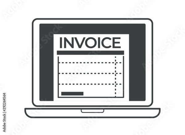 Fototapeta Invoice paper shown on personal computer screen vector