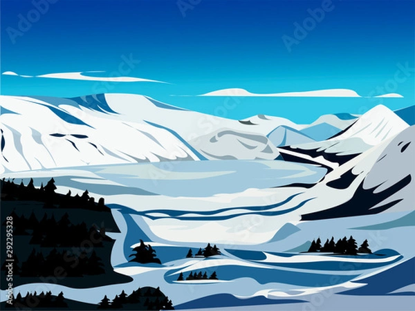 Obraz lake in the mountains in winter